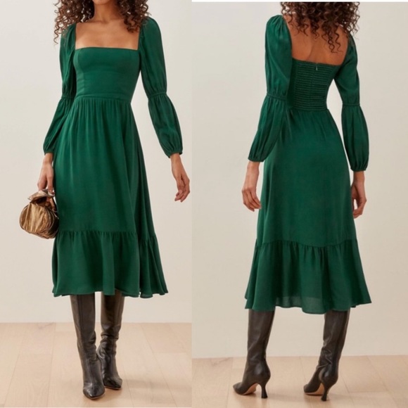 NEW Reformation Mica Dress in Green Size 8 boho midi - Picture 7 of 15